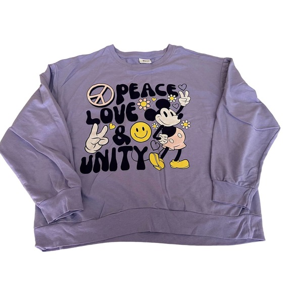Mickey Mouse Sweaters - Women XL Lavender XL Freeze Mickey Mouse sweatshirt Peace Love Unity *1 spot*